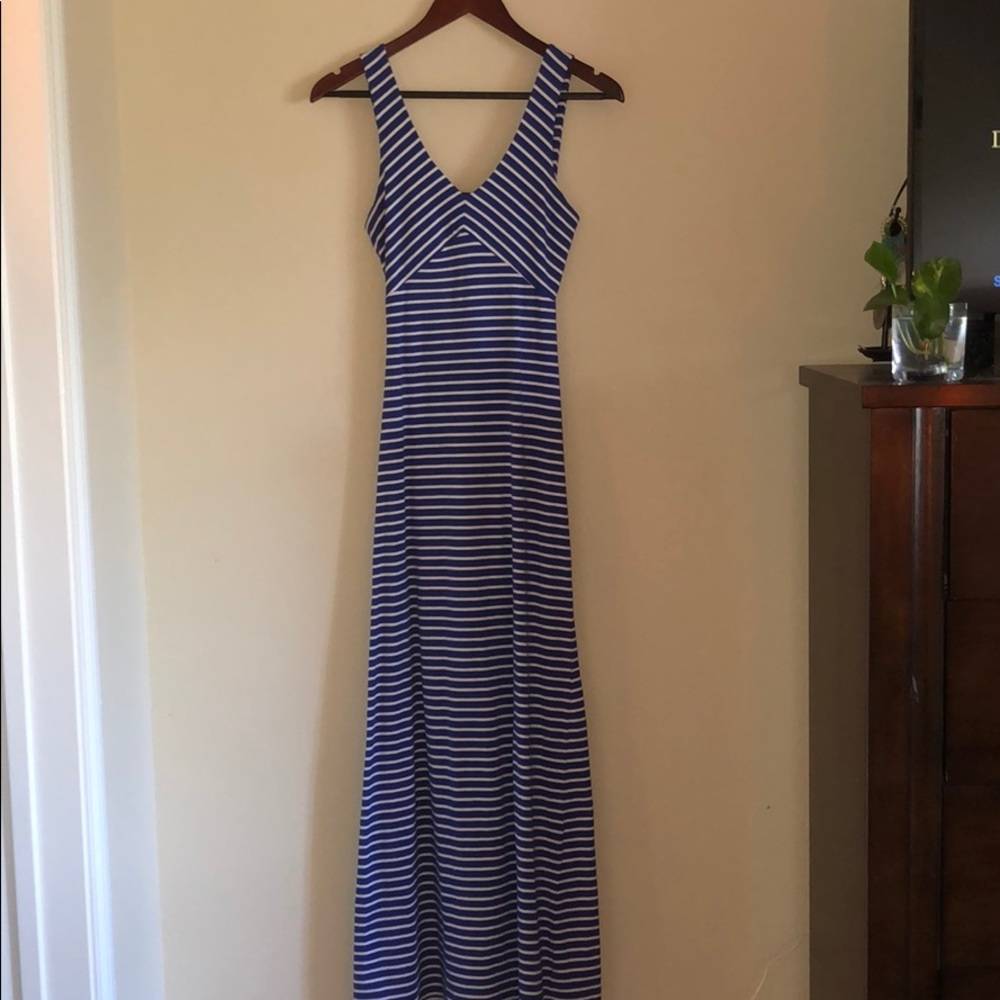 Blue and white striped maxi dress Size S